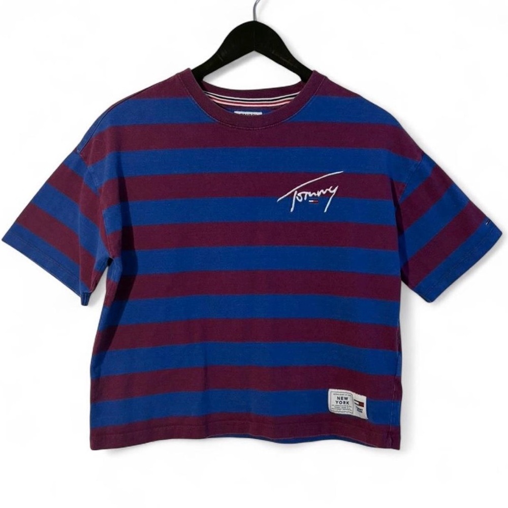 Tommy Hilfiger Blue and Purple Striped Tee